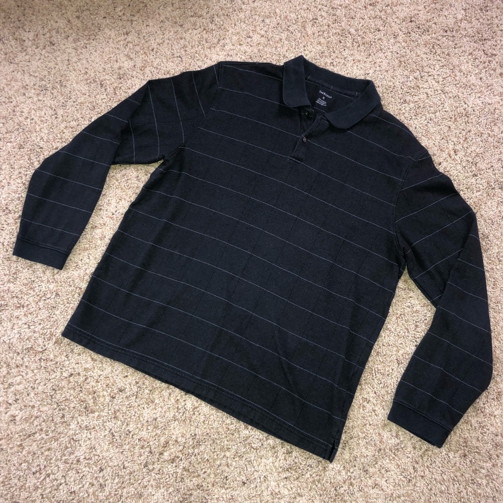 Van Heusen Men's Dark Charcoal Polo Shirt Long Sleeve Size XL